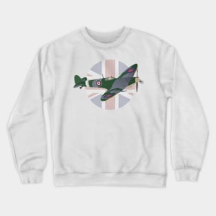 Supermarine Spitfire Fighter Aircraft with British Flag Crewneck Sweatshirt